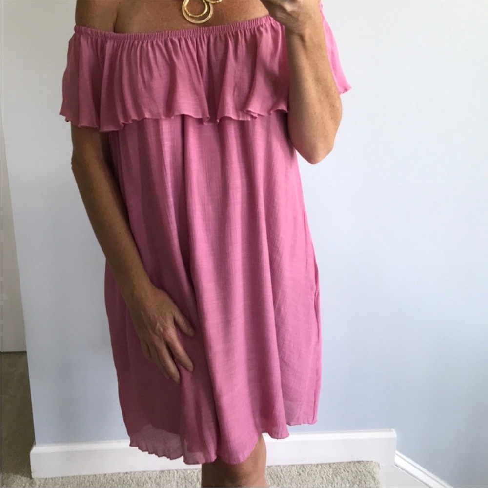 Pink Off the Shoulder Dress - Picture 6 of 8